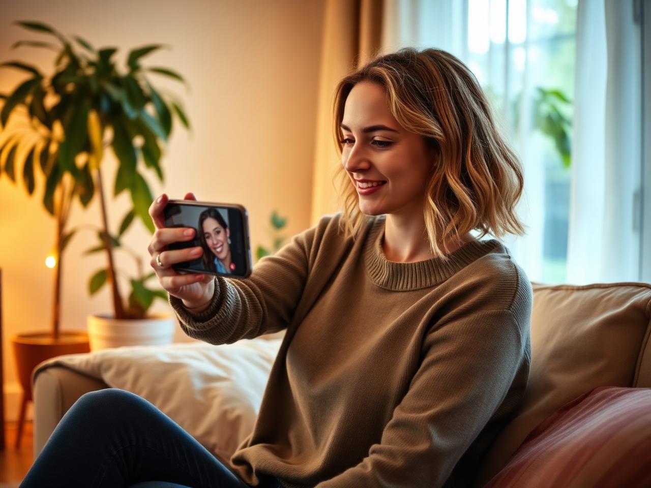 A patient on a video call from home